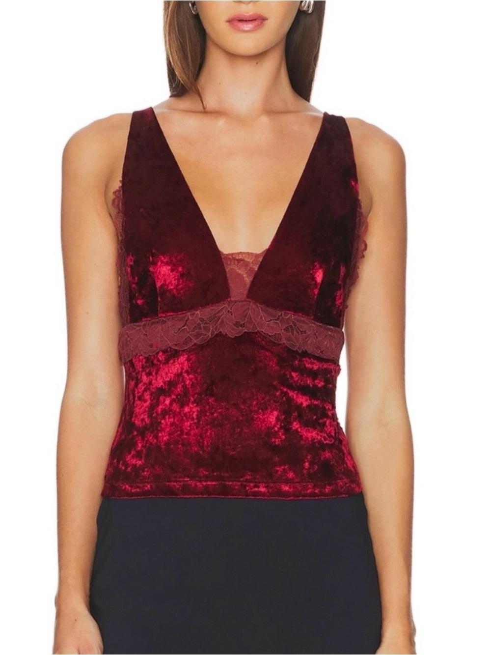 Free People Bed Of Roses Cami in Garnet Grotto